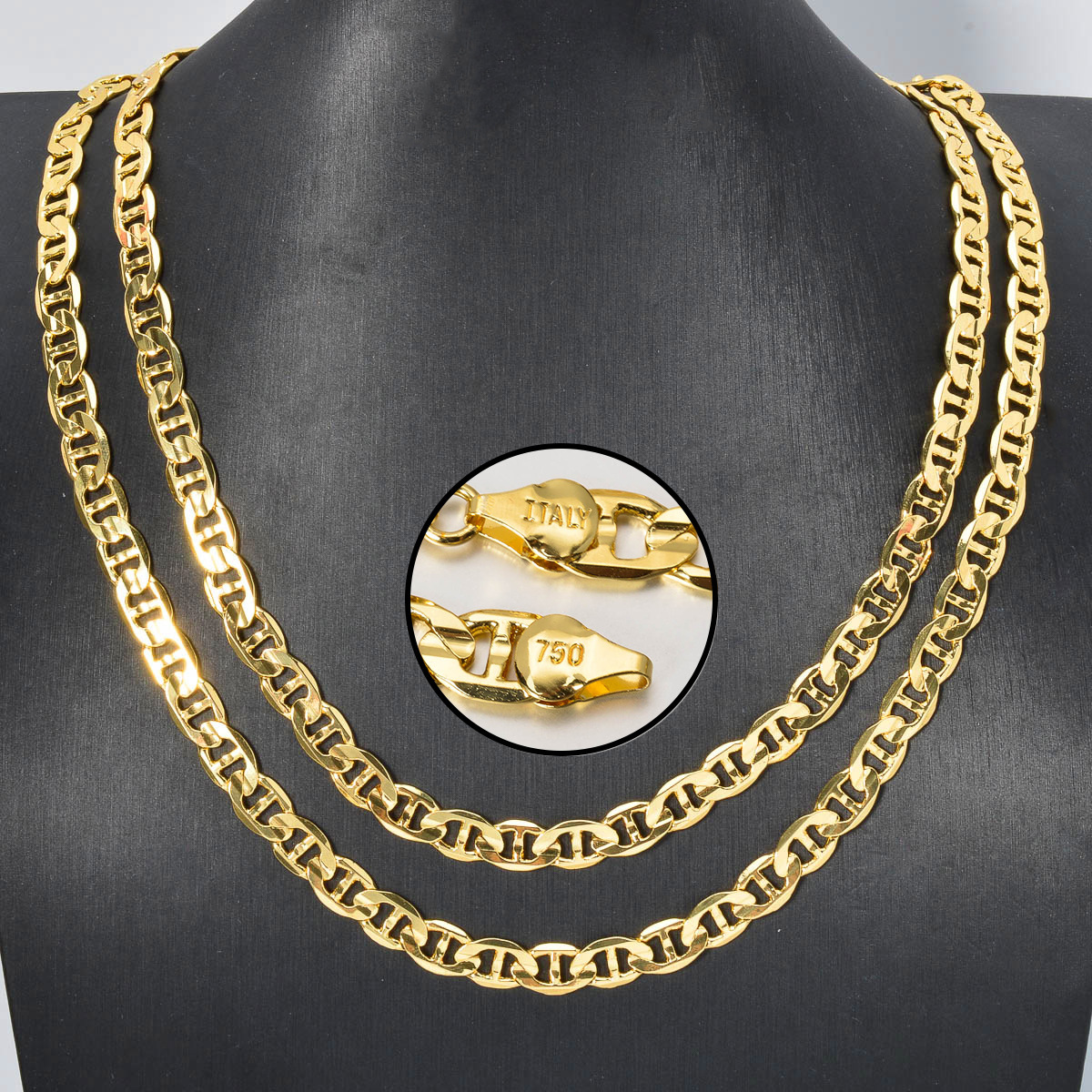 European and American light luxury niche chain necklace with a flat texture, 750 clasps, unisex, summer bestseller wholesale