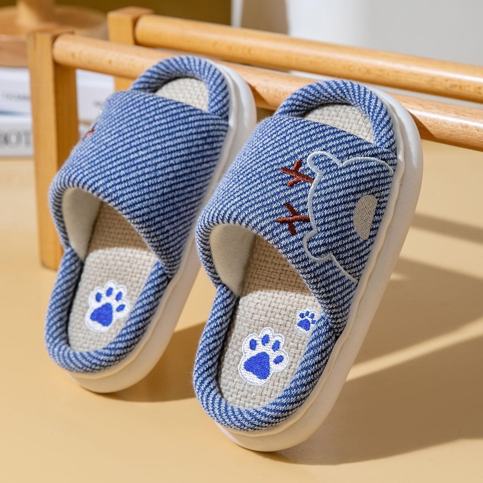 Children's Linen Spring Summer Autumn Indoor Cartoon PVC Bottom Kids Slippers Boys Girls Slip-On Shoes J261019