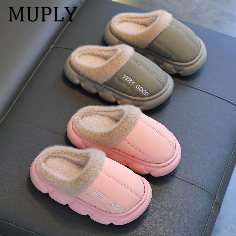 Children Cotton Shoes Britain Style Kids Classic Solid Color Sewing Plush Warm Winter Boys Girls Fashion Slippers J261019