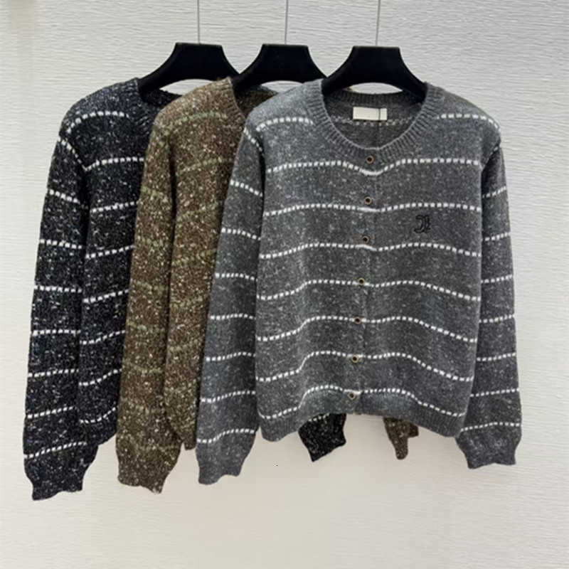Women's Sweaters designer High-quality CE26 autumn new color-block striped, round-neck, stylish long-sleeve knitted cardigan for women