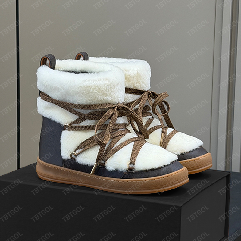 100% real down Designer Cloud Ankle Boots Women Winter Ski Boot Shearling Boots Fur Lined Flower Printed Leather Casual Shoes Free Shipping 1208