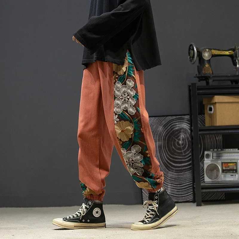 Fashion Casual Pants Men's Clothing Cotton Japanese Samurai Embroidery Patchwork Harem Trousers Oversized Harajuku Joggers Male T261019