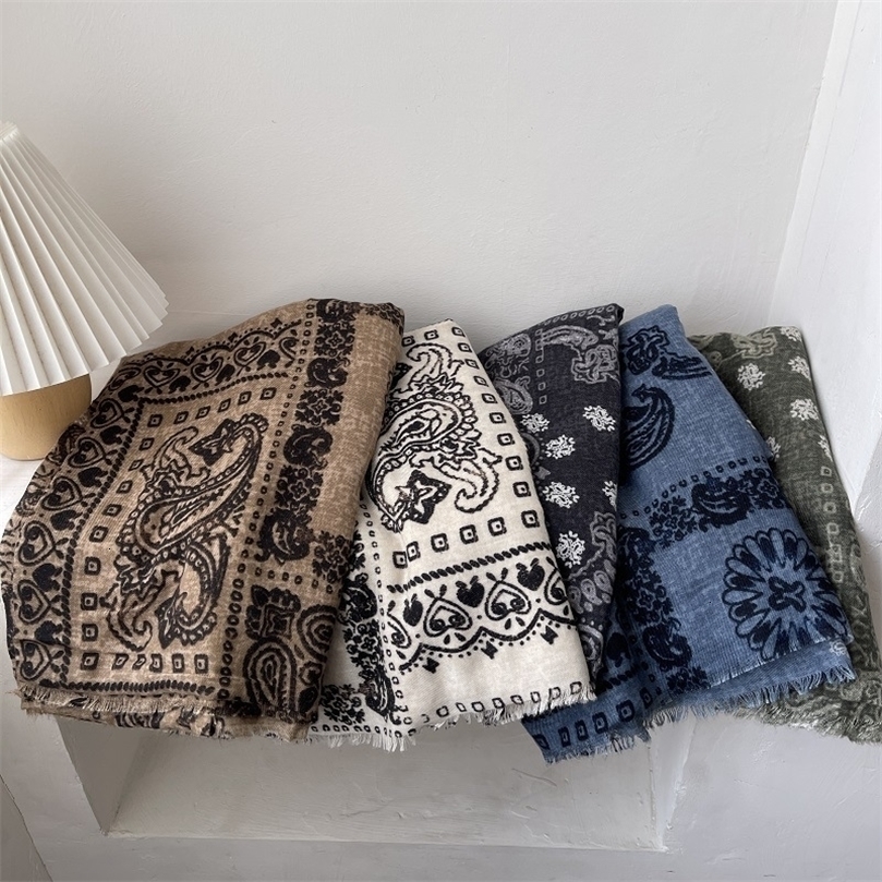Cream White Women Scarf Soft SkinFriendly Cotton Linen Long Shawl Versatile Warm Neck Wrap for Autumn Winter Daily Wear 261016