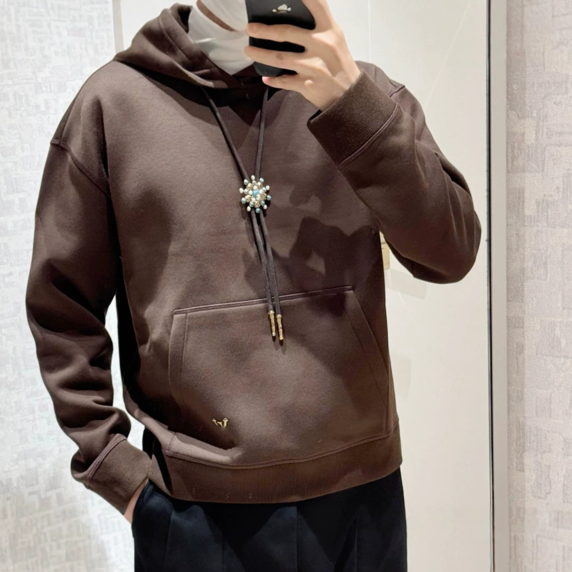 Cross-border high-end brand, new autumn collection: classic designer luxury turquoise sunflower print casual pants and unisex hooded sweatshirts