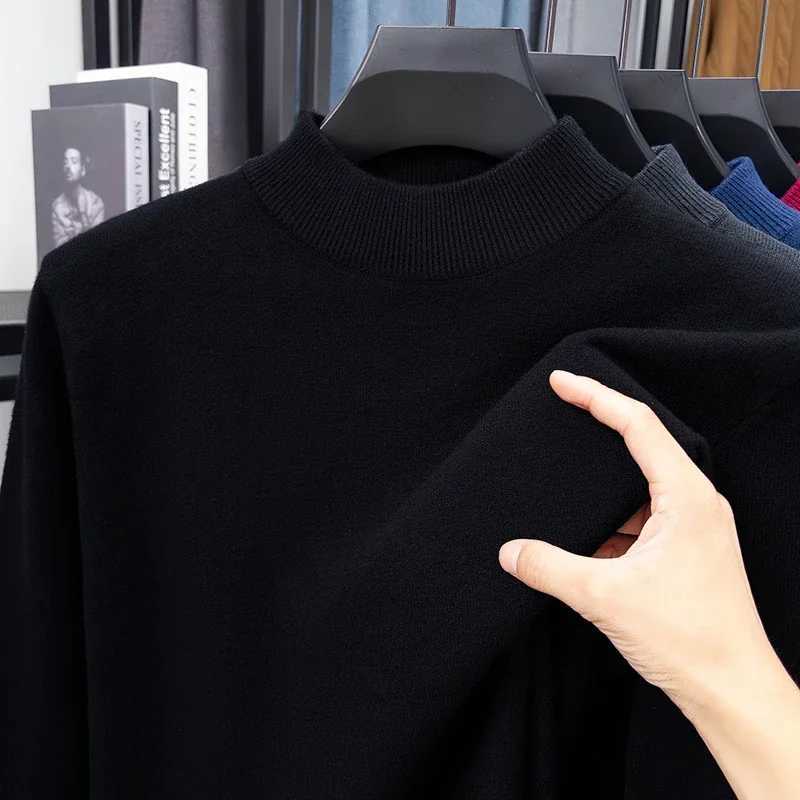 Sweater Men's Half Turtleneck Knitwear Solid Color Mock Neck Pullover Casual Autumn/Winter Sweatshirt Brand Mens Clothing M261016