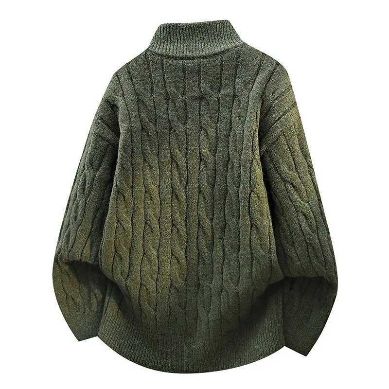 Quty Warm Knitted Pullovers High Men Winter Stand Collar Half Zipper Fashion Knit Sweater Mens Loose Casual Thick Pullover M261016