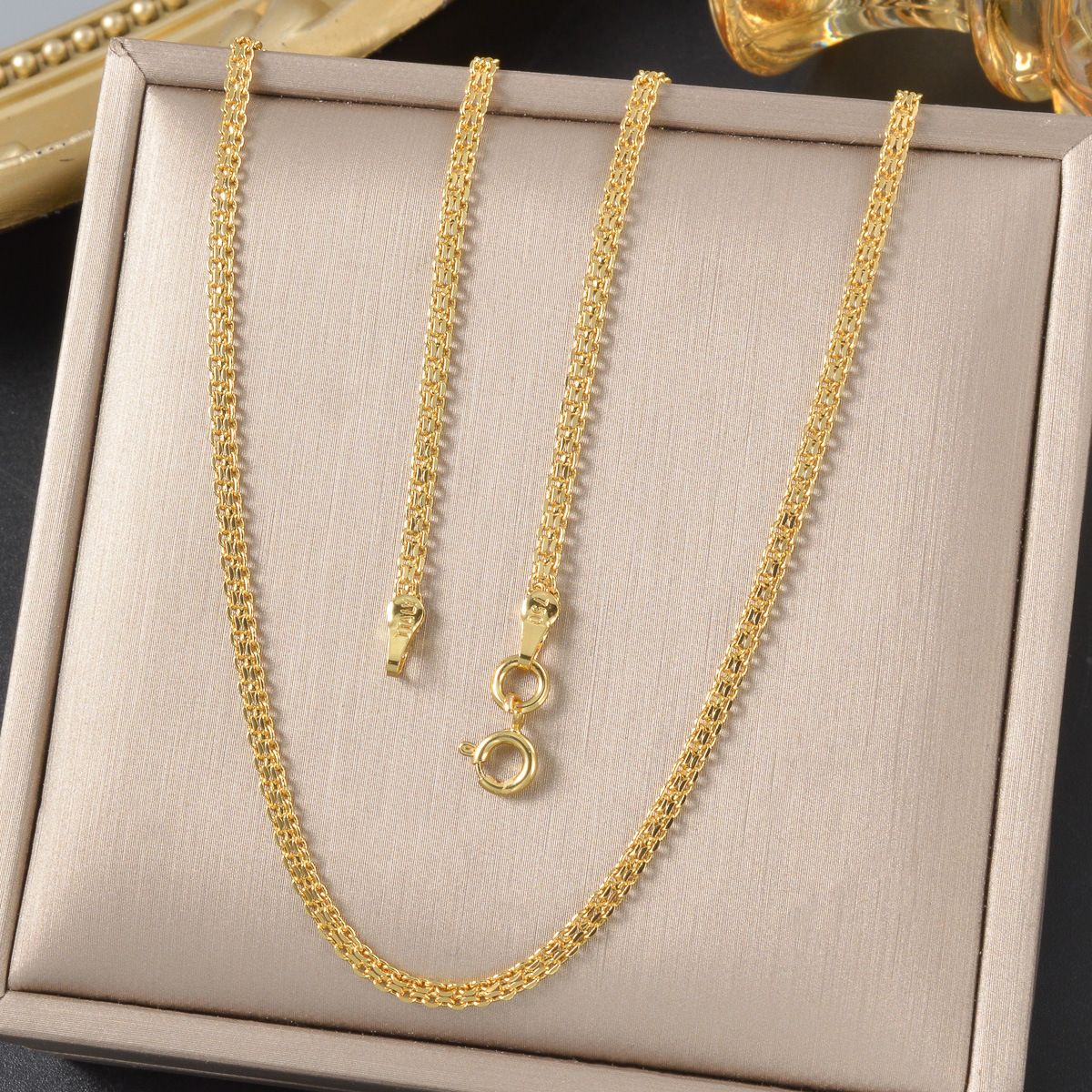18K gold-plated copper twisted with vacuum color-retention electroplating gold necklace hip-hop men's accessory DIY chain