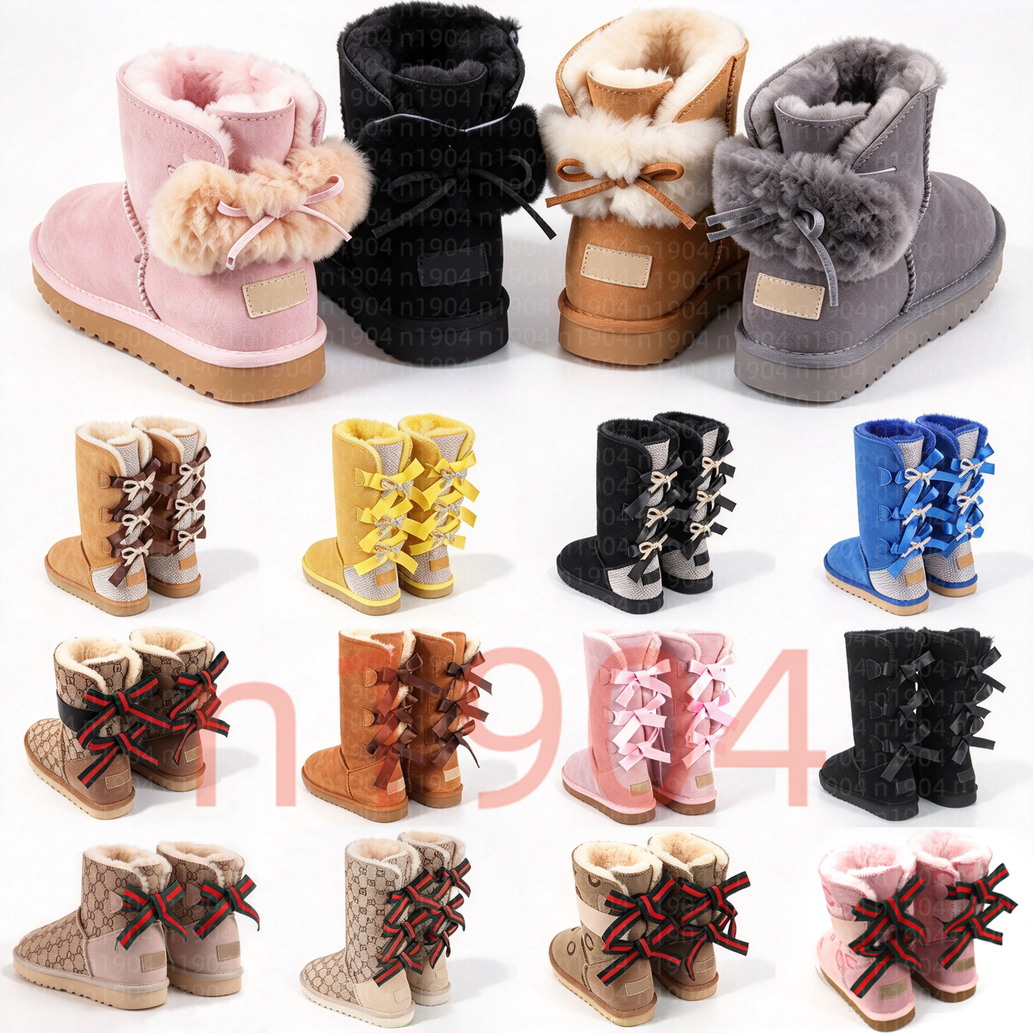 Classic hot Women bow Snow Boots Tazz Mustard Seed brand new Mini Boot Platform Indoor Australia Tasman Slipper Fluffy Slip on Winter Lazy Fur Booti