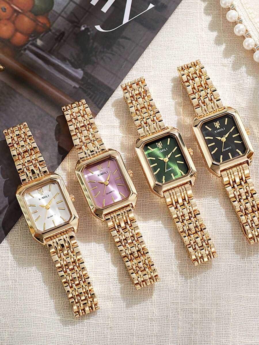 Wristwatches JUSMI Womens Square Tungsten Steel Quartz Watch Elegant Unique Design Watch Suitable For Party Beach Travel Birthday Gift Music Festiva