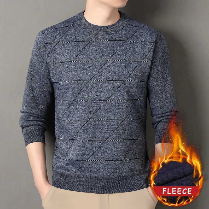 Sweater Neck Knit Men's Mock Pullover Mens Autumn Winter Tops Flce Lined Knitwear M261016