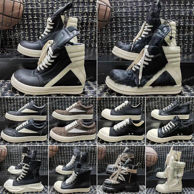 Designer Boots Men High Top Shoes Women Sneakers Genuine Leather Furry Canvas Boot Casual Booties Black White Cowboy Horse Hair Shoes Low Top Suede