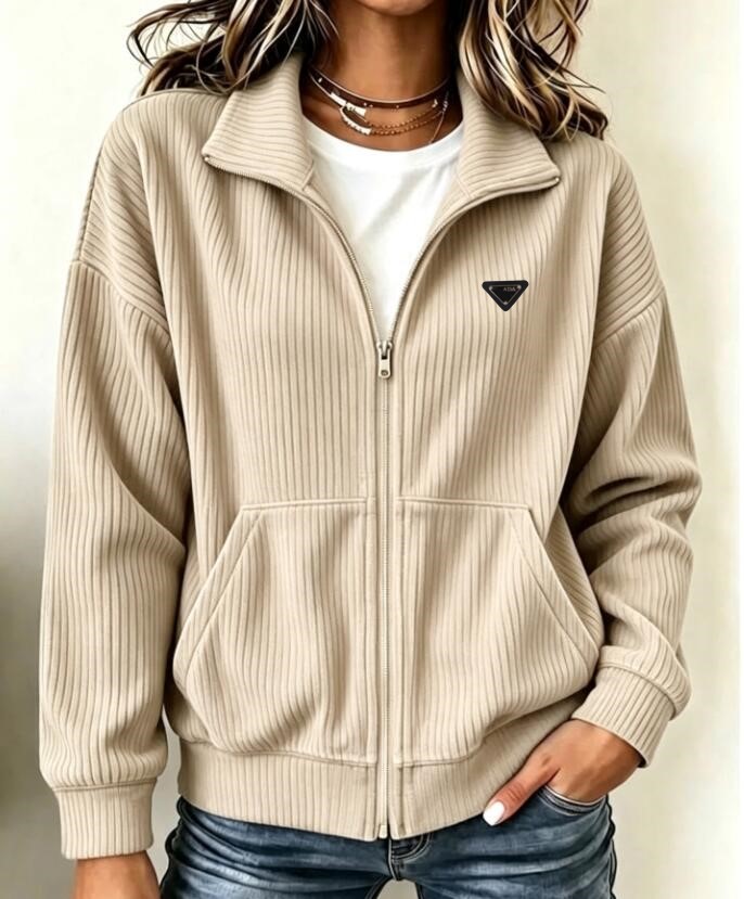 Womens designer jackets Luxury Brand Clothes Zip-Up Hoodie Corduroy Loose Long Sleeve coat Casual Cardigan Sports Jacket