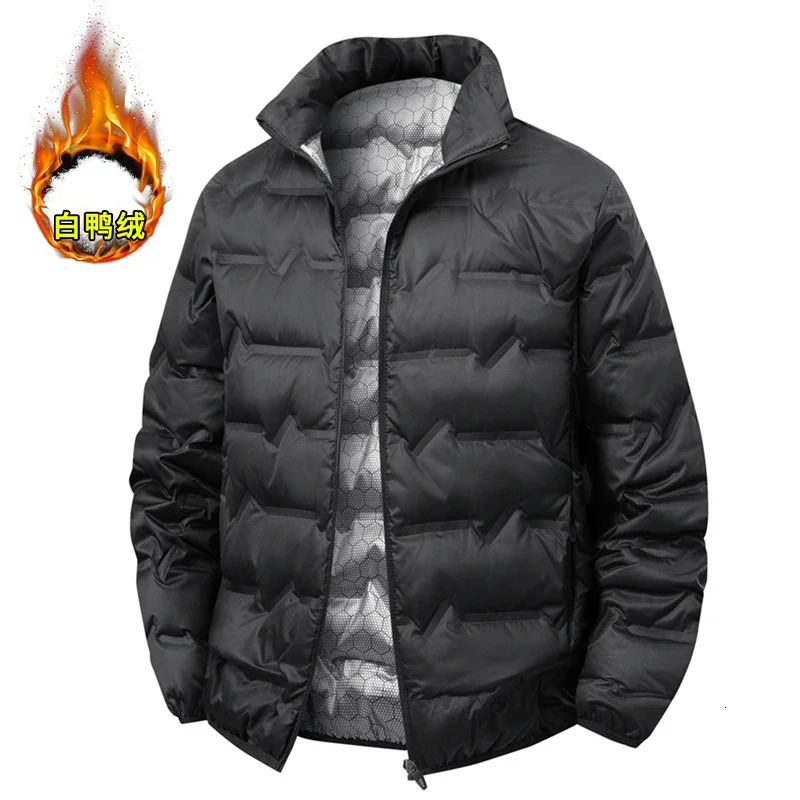 Graphene SelfHeating White Duck Down Jacket Men 8xl 7xl Windproof Stand Collar Classical Warm Winter Pleated Down Jackets Male 261019