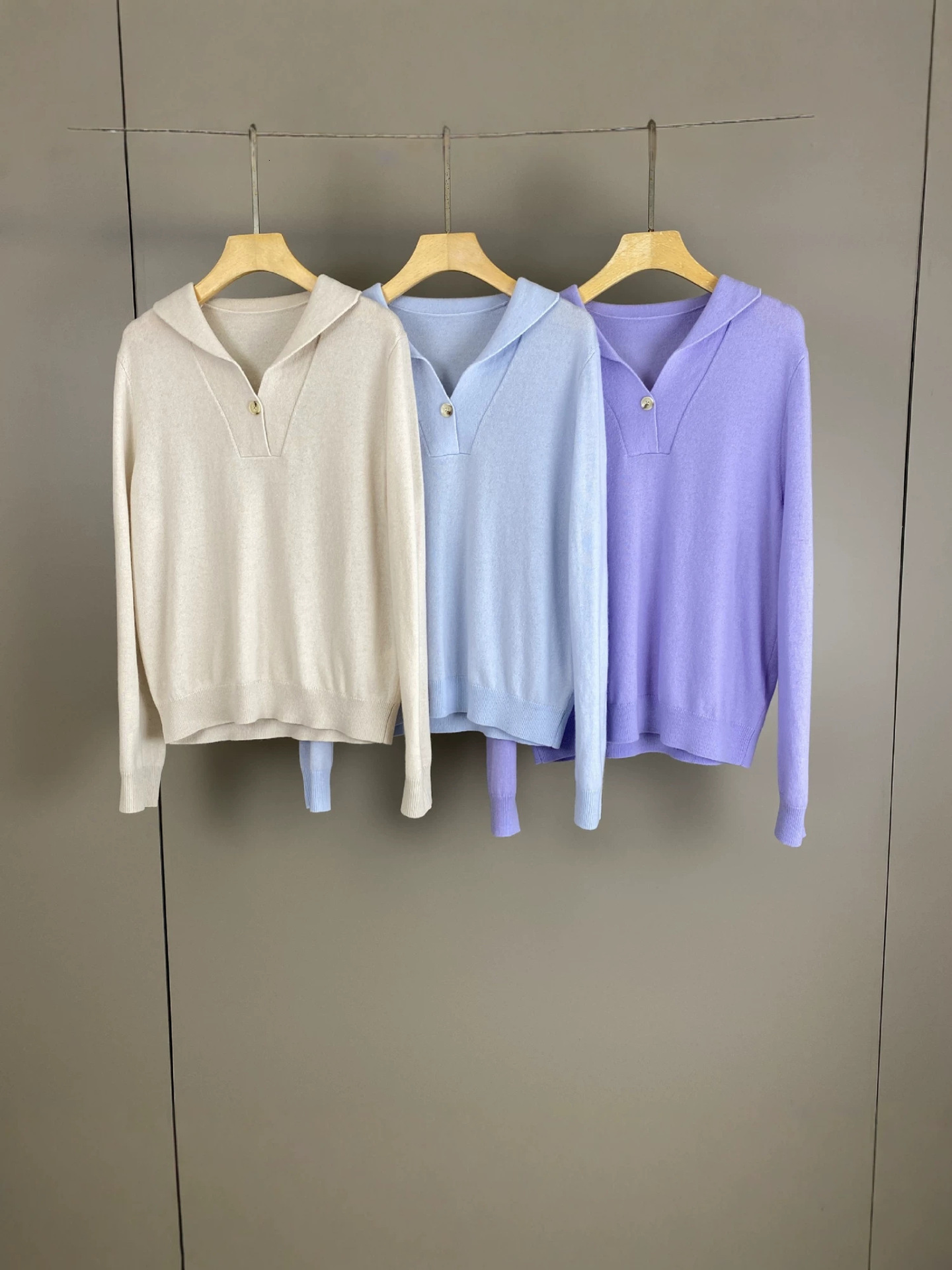 Gopin Autumn/Winter New Collection: LP Pure Cashmere Lapel Onebutton Solid Color Sweater, Fashionable Versatile For Work And Everyday Wear, Women�