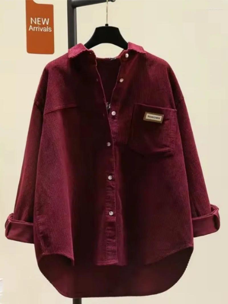 Autumn Corduroy Shirt&Blouses Loose Long-sleeved Korean Casual Cardigan Women Clothing Boyfriend Style Fashion Winter Solid