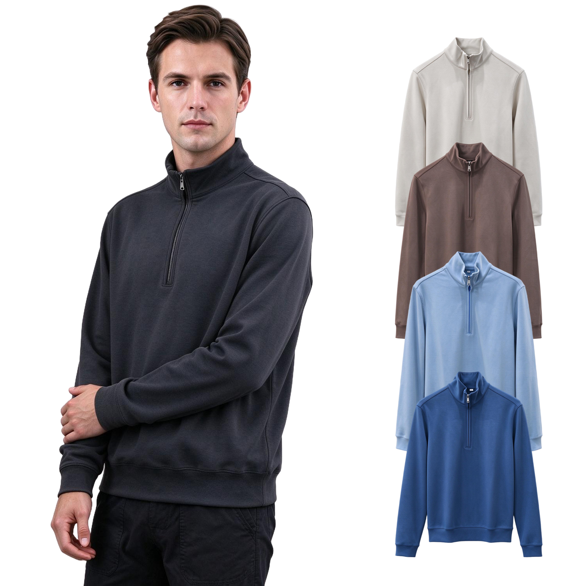 sweatshirt men designer Quarter-zip pullover Soft Fall/Winter Basic Pullover for Running, Workout & Yoga designer pullover men Modal Quarter-Zip Pul