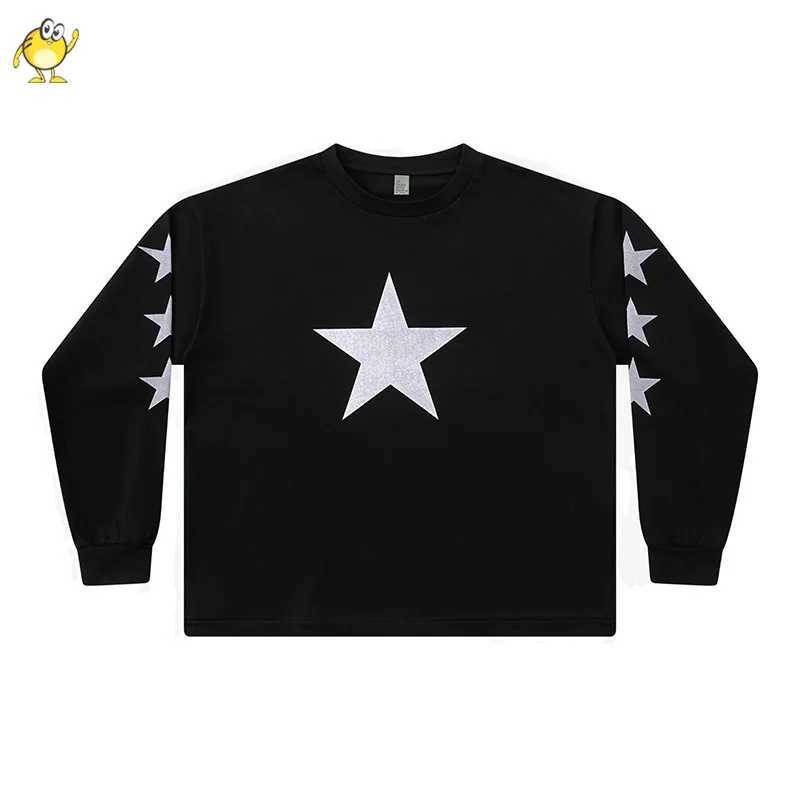 BULLY Vultures Pentagram Long Sleeve T Shirt Men Woman Loose Black White Yellow Red New Streetwear Fashion Top Tees T261019