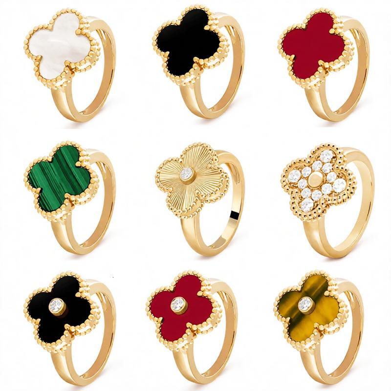 designer ring for women Gold-Plated Copper Four-Leaf Clover Ring With Diamonds Perfect Gift Your Girlfriend vanlies cleef ring