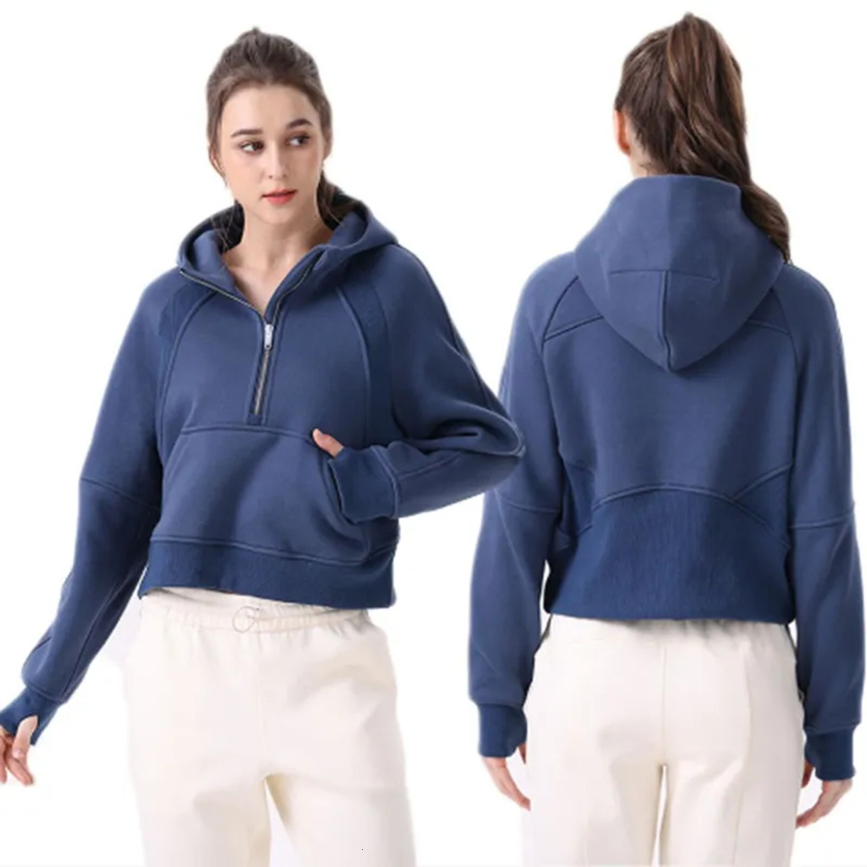 * 2026 Gym workout set Clothe Set Women's Autumn Hoodies Sweatshirt * Yoga Suit Jacket Ladies Sport Half Zipper Thick Loose Short Style With Fl