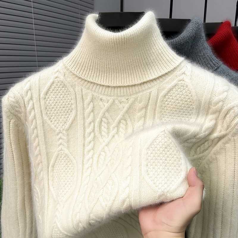 Autumn/Winter New Men's High 2026 Collar Knitted Sweater High Quty Jacquard Sweater Interwoven with Warm Men's Clothing Top M261016