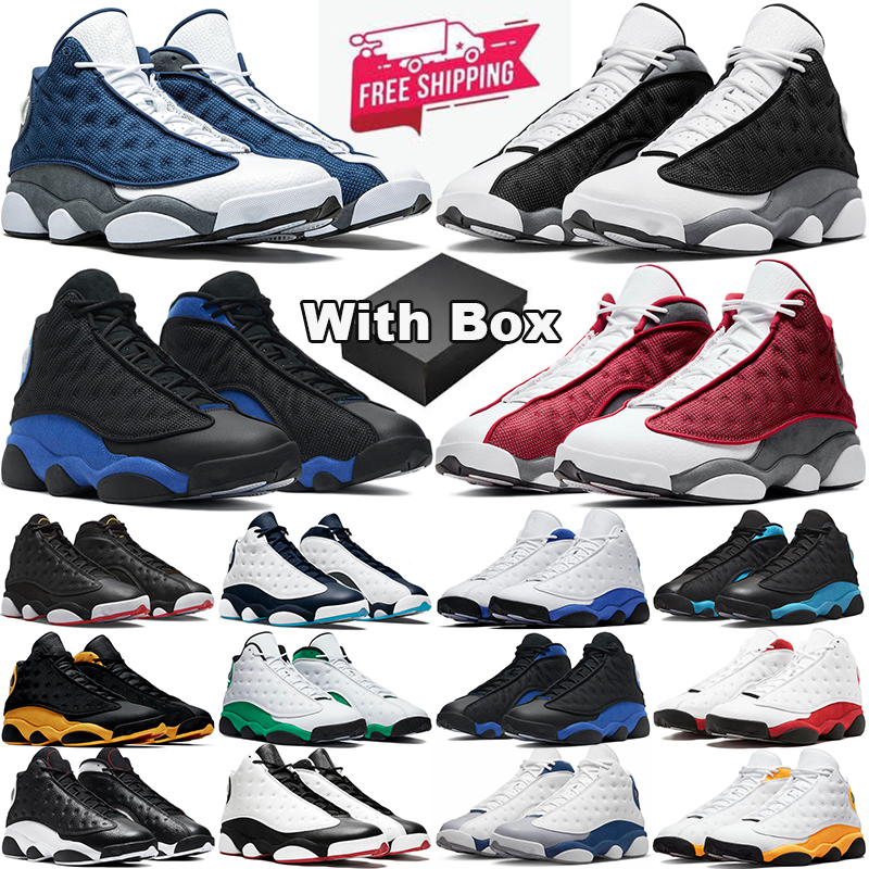 with box free shipping 13 13s casual shoes designer Black Flint Hyper Royal Wolf Grey White Bred Playoffs women mens trainers outdoor sports sneaker