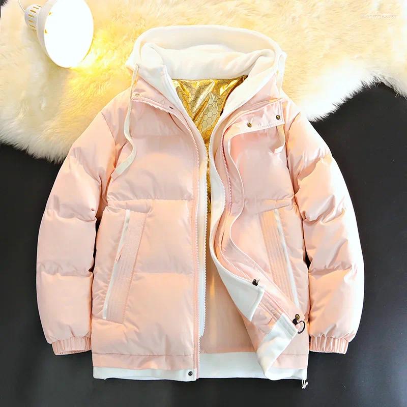 Winter Men Cotton Warm Down Hooded Parkas Coats Casual Thermal Windbreaker Puffer Coat Side Zipper Pockets For Daily F1017