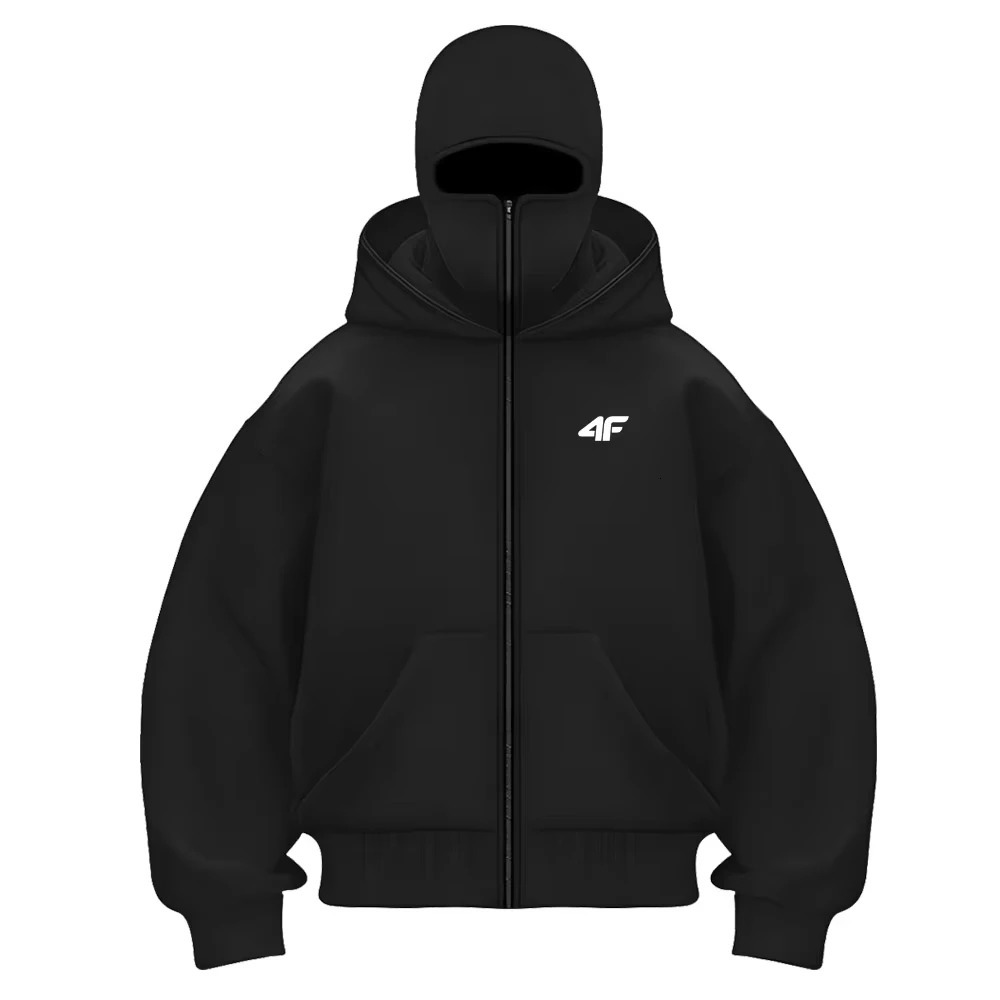 Mens and Womens Balaclava Hoodie 4FNinja Hoodie Hip Hop Splicing Y2k Retro AutumnWinter Couple Zipper Hoodie 261019