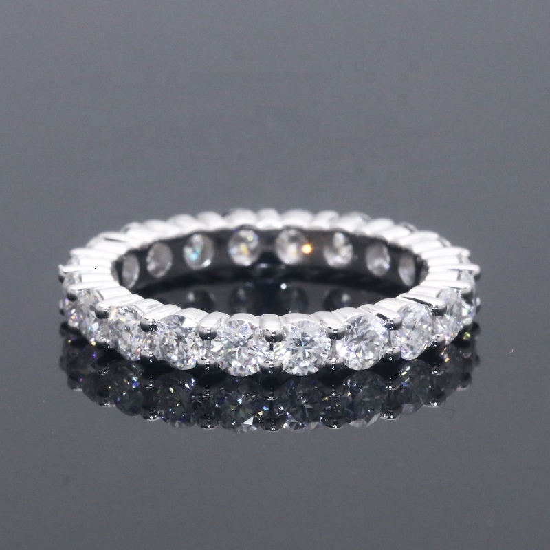 Elegant Moissanite Engagement Ring White D Round Shape Colorless Moissanite Ring Eternity Band 14K Solid Gold Moissanite Ring