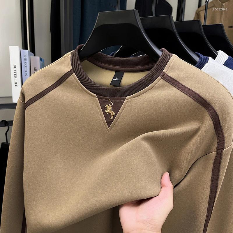 Original Design Men's O-Neck Long Sleeve Pullover Hoodie Autumn Arrival Horse Embroid Breathable Versatile Casual Wear