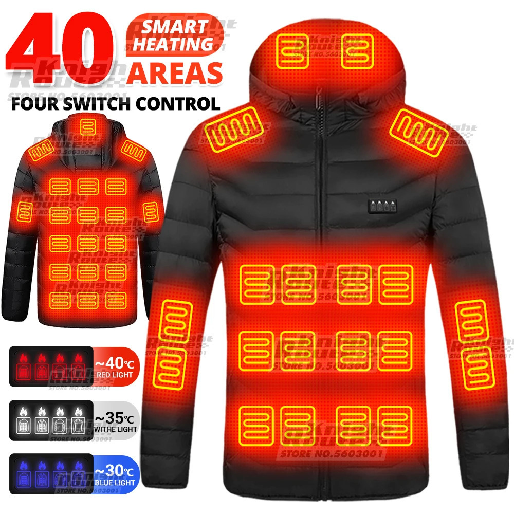 40 Areas Heated Jacket Winter Mens Womens Motorcycle Jacket USB Electric Heating Jacket Heated Vest Moto Thermal Clothing Coat 261019