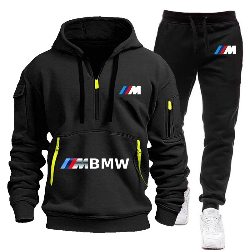 Men Multi Pocket Zipper Jacket Sweatpants Two Piece Set 2026 Spring Autumn New Loose Comfort Athletic Outfit For Jogging Fitness And Daily Casual We