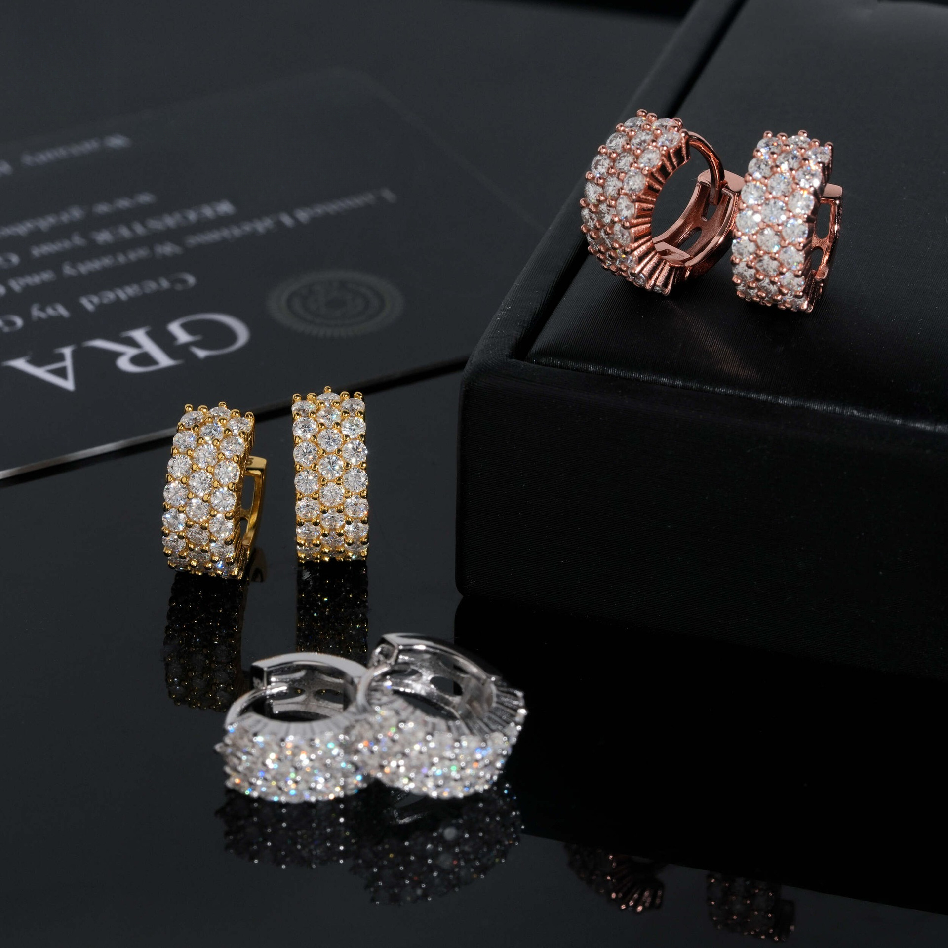 Popular diamond style S925 silver inlaid with moissanite 14*14mm fashion earrings, hip-hop personalized earrings