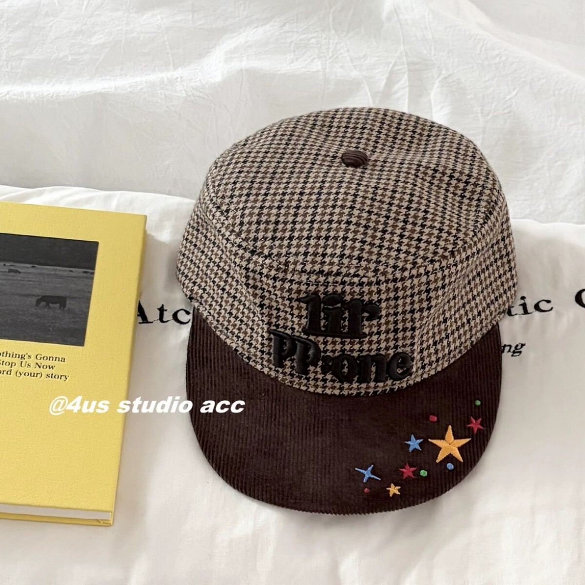 Luxury Cap Brand Designer Hat Luxury Cap Brand Designer Hat Luxury Cap Brand Designer Hat Early Autumn New Retro Houndstooth Color-Block Baseball Ca