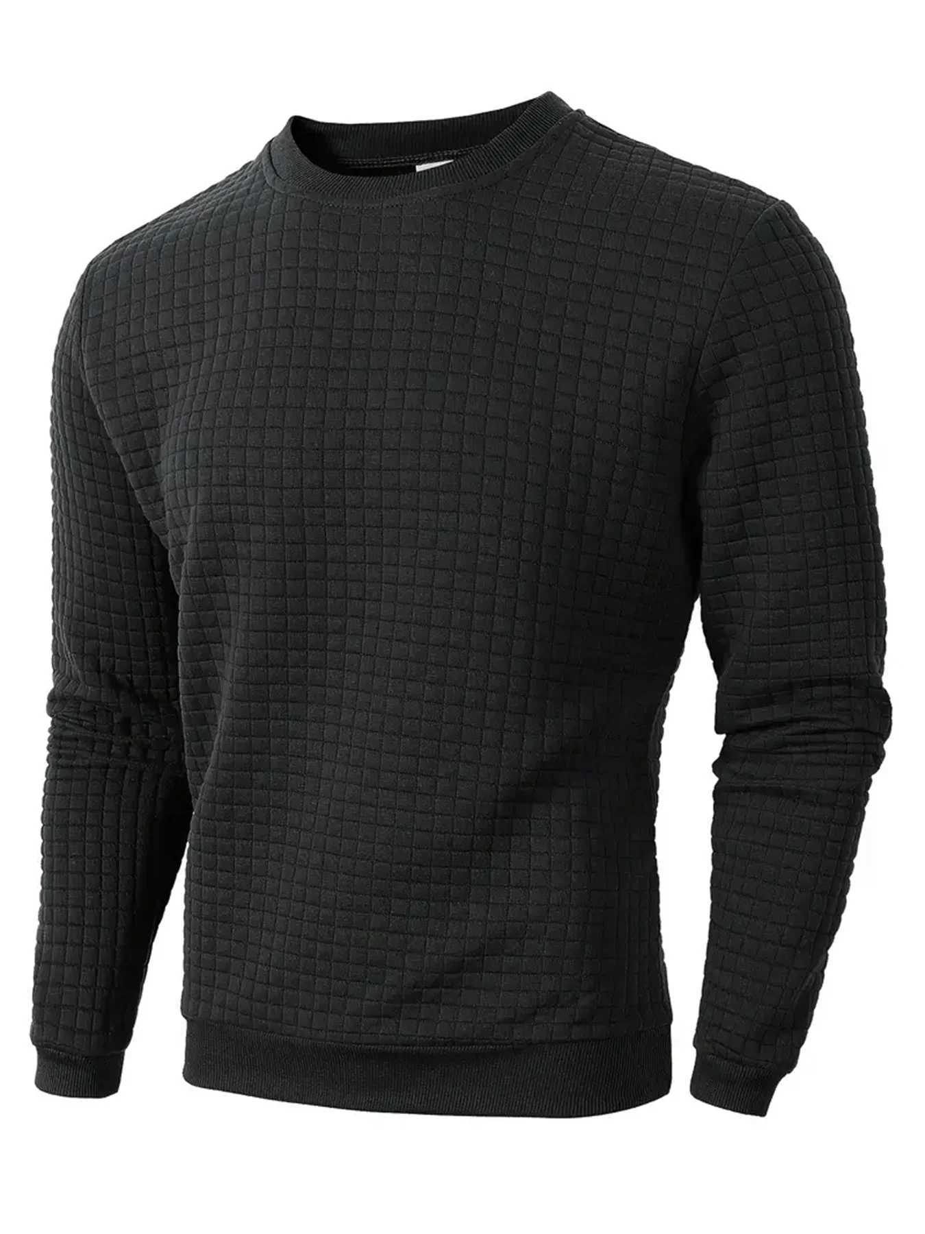 Men's Crew Neck Pullover Autumn Solid Color Casual Jacquard Check Sweatshirt Long Slve Warm Slim Sweaters Knitted Strtwear M261016