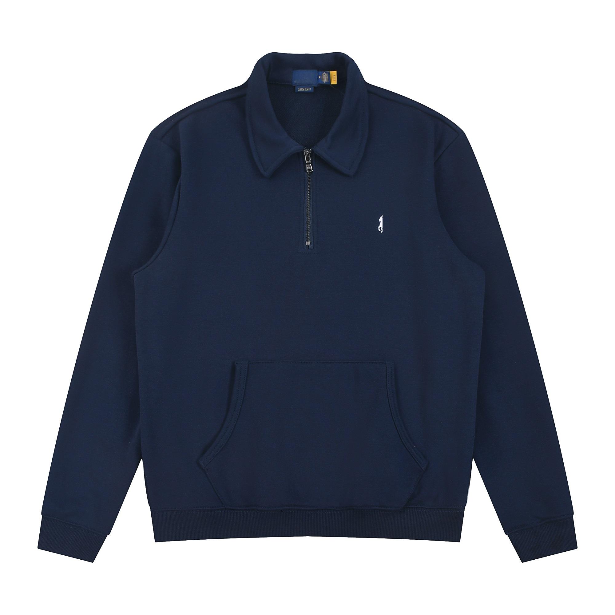 Men Turn Down Collar Half Zip Sweatshirt, Long Sleeve Pullover Top with Front Pocket, Casual Daily Wear Sweatshirt for Spring Autumn