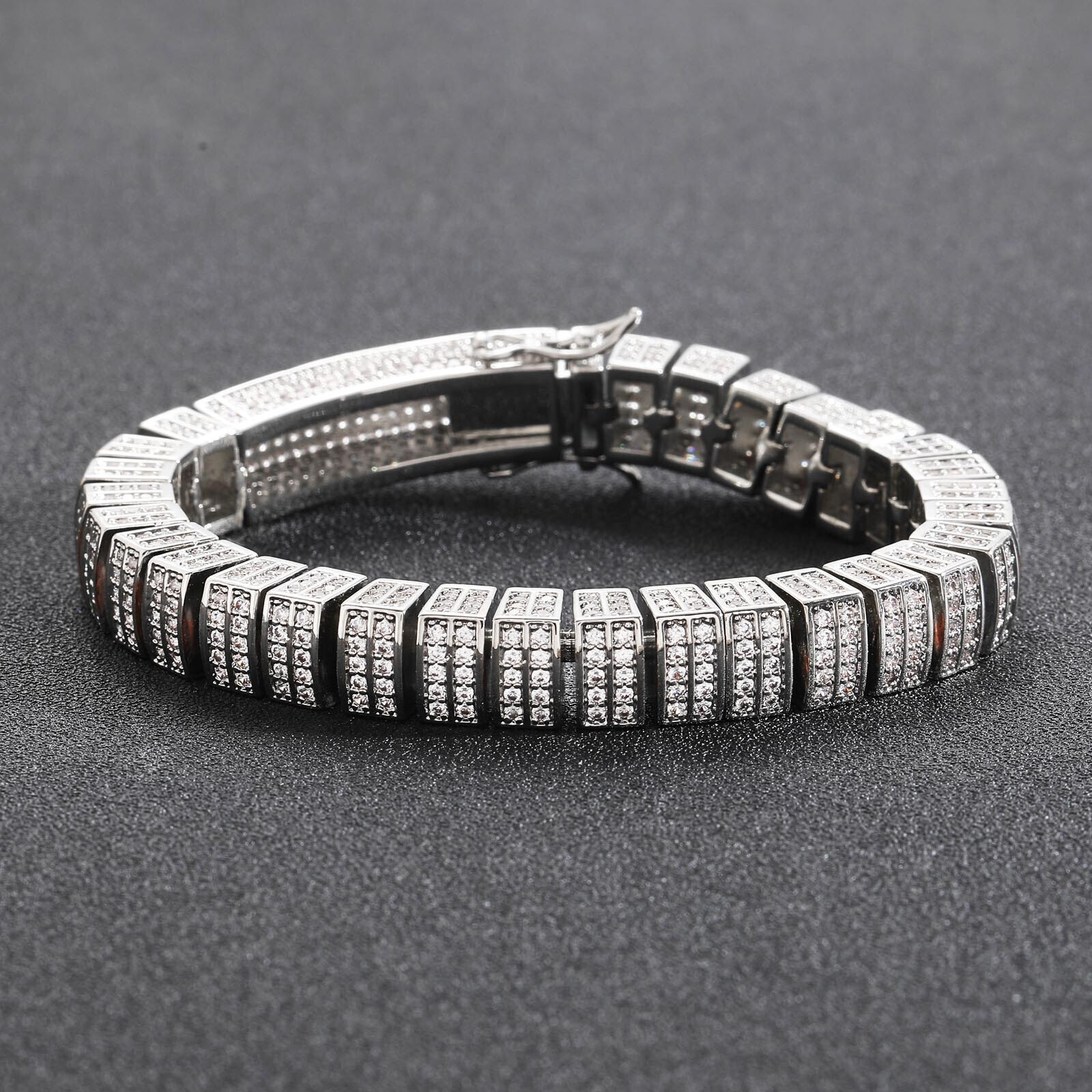 Men Women Luxury Stackable Tennis Bracelet, Square Block VVS Moissanite S925 Sterling Silver Bracelet Party Gift