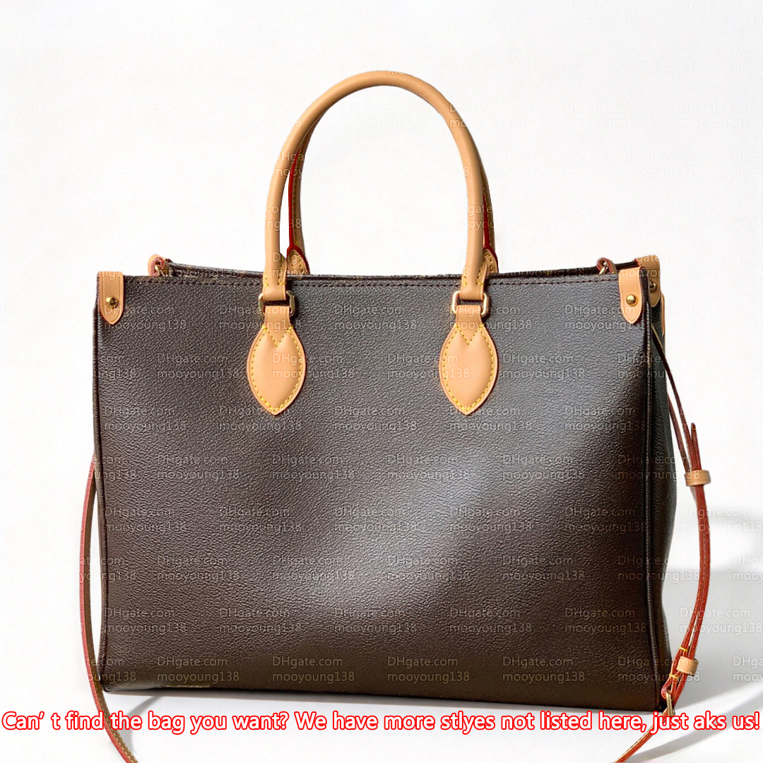 12A Premium Mirror Quality Designer Onthego Soft Tote Bags for Women PM MM Handbags Canvas Cowhide Leather Shoulder Bag Brown Crossbody Purse M3A026