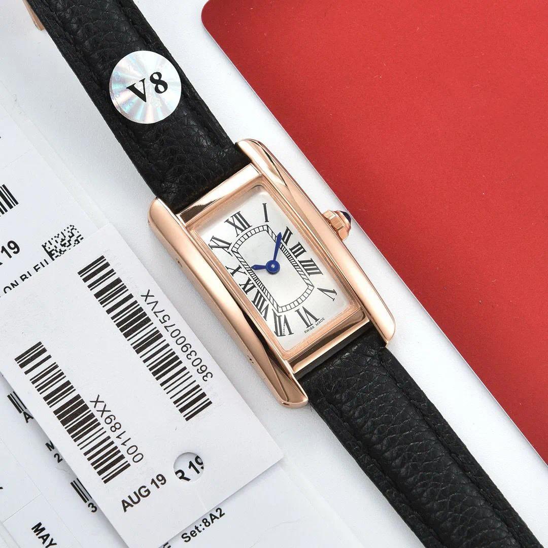 U1 Top-grade AAA Classic Elegant Designer Watch Fashion Quartz Movement Square Tank 19X35mm Women Stainless Steel Watches Montre De Luxe Leather Str