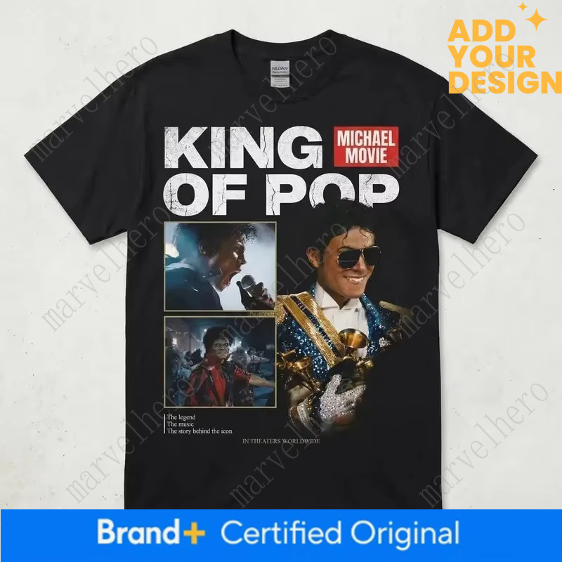 2026 New Unisex Pure Cotton Loose Y2K T-Shirt with Michael Jackson Movie Pattern Print Women And Men T-shirt