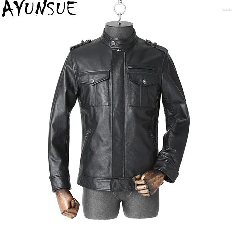 Top Layer Cowhide Genuine Leather Jacket Men 2026 Real High Quality Pure Coat Man Spring Autumn