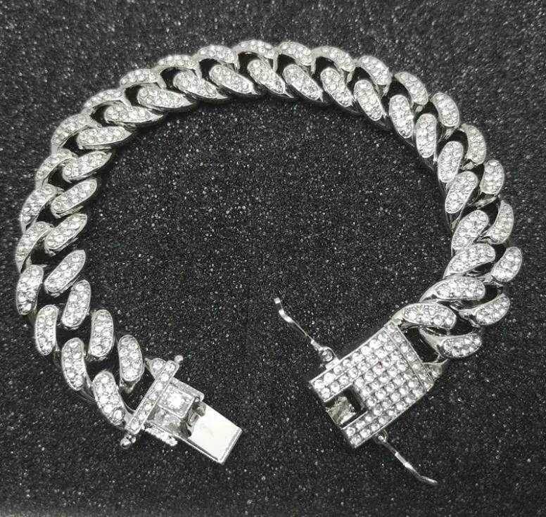 Charm Bracelet Mens Luxury Iced Out Diamond Fashion Chain Bracelets Bangles 18K decorative Gold Silver Cuban Link Miami Bracelet Hip Hop Jewelry Fas