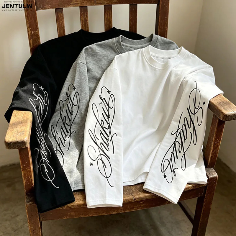Hip Hop Y2k Long Sleeved Top Subculture Harajuku Letter Print Punk Top Street Wear Rock Gothic Oversized Long Sleeved T-shirt 261017