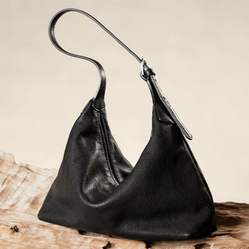 (Complimentary brand-matched belt) Designer vegetable-tanned cowhide classic niche underarm commuter single-shoulder crossbody hobo dumpling bag