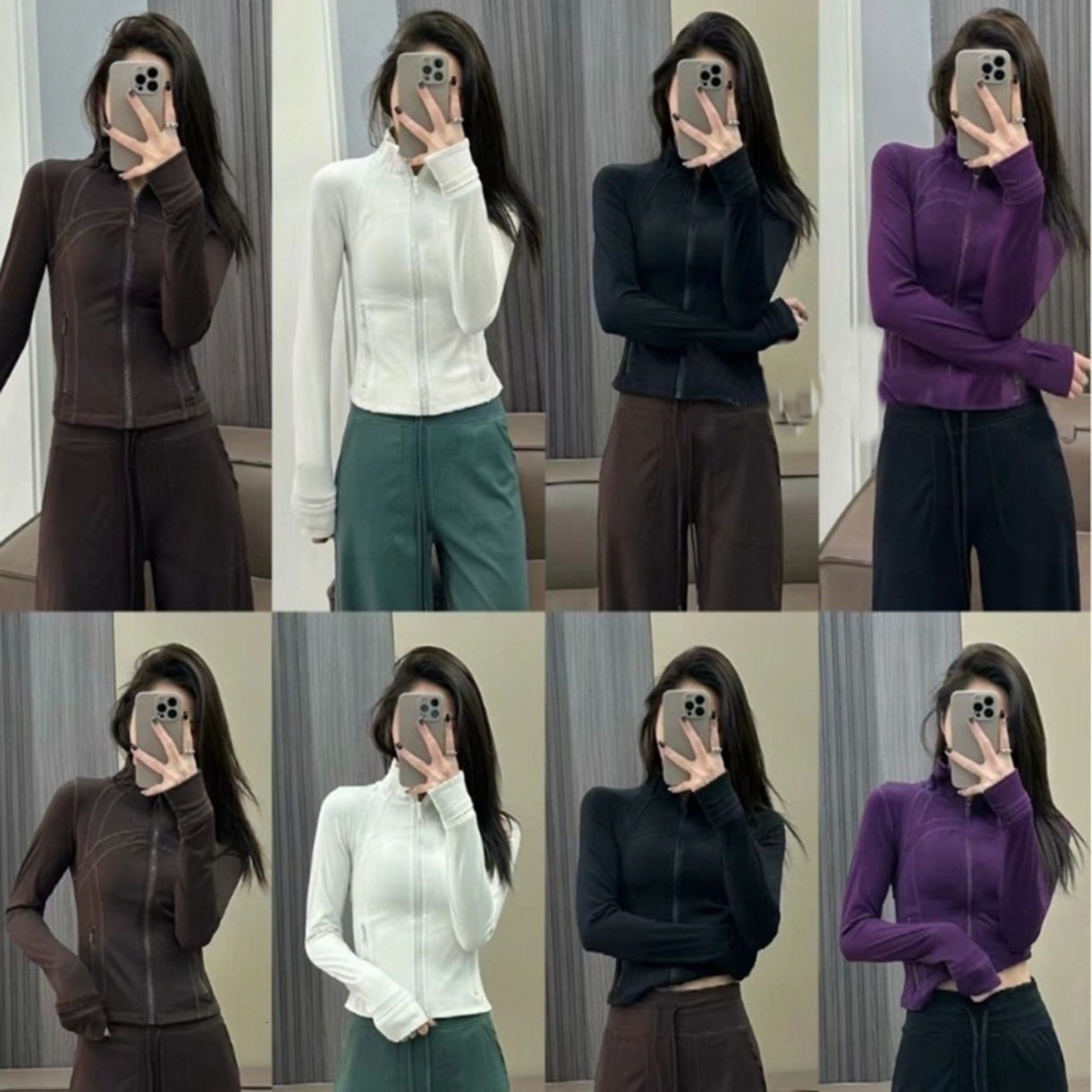 workout * set 2026 Gym Clothe Set New Stand Up Collar Slim Fit * Quick Drying Long Sleeved Short Yoga Jacket Women's High Stretch Sports Top Sp