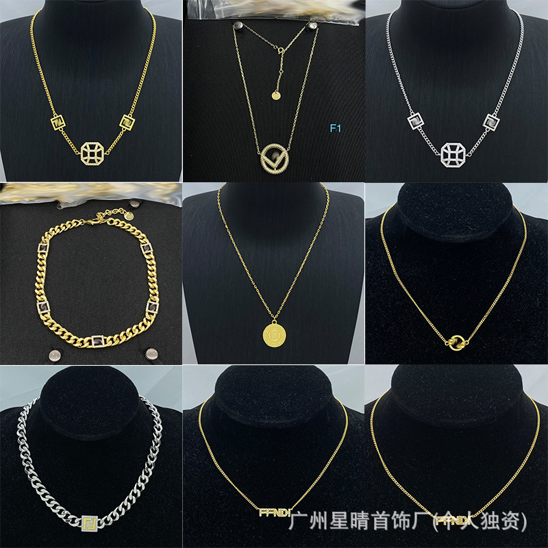 FF Jewelry Necklace Diamond Designer Ffendy Necklace For Woman Man Jewerly Diamond-encrusted Classic Light Luxury Fashion Niche Letter Necklace