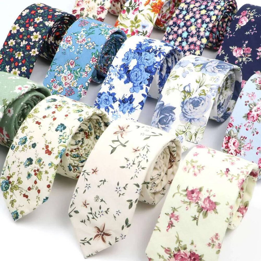 Men Formal Necktie Gift Set New Floral Elegant Tie For Men Women 100% Cotton Beautiful Flower Paisley Necktie Narrow Skinny Cravat Wedding selftie h