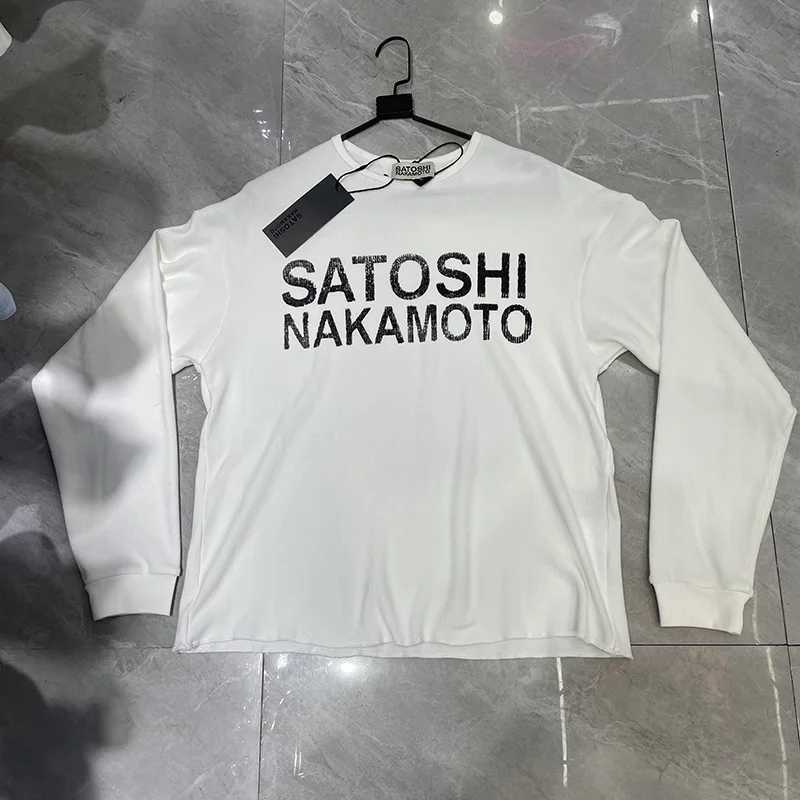 High Quality Waffle Fabric Oversized T-Shirt Men Women Couple Classic Vintage White Satoshi Nakamoto Long Sleeve T Shirt Tops T261019