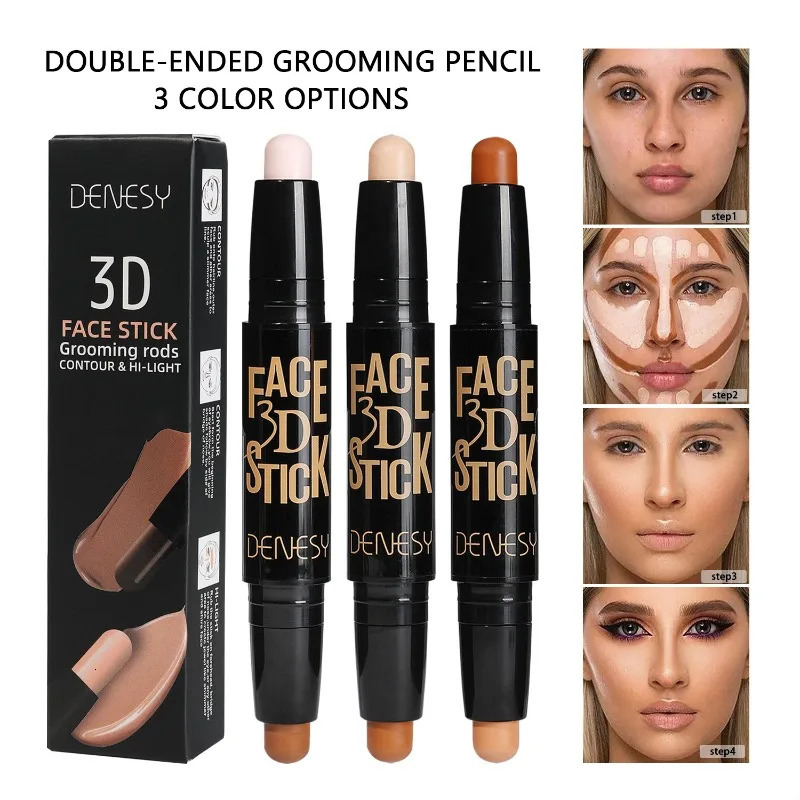 Face Freckles Double Head Concealer Pen Long Lasting White Dark Circles Corrector Contour Eye Stick Pencil Cosmetic Makeup 261009