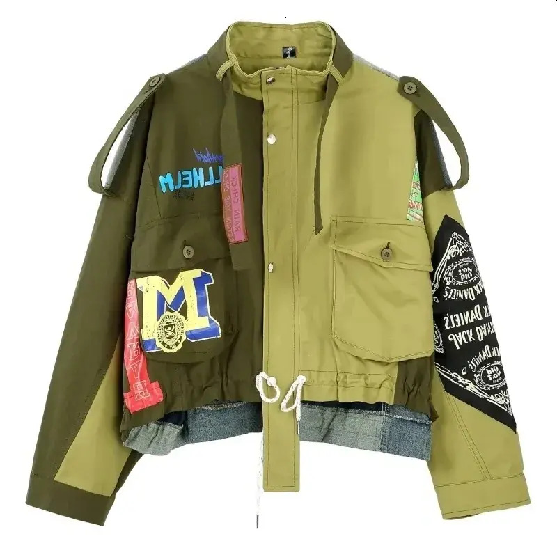 casual Women Short Jacket Fashion Streetwear Jacket Women Autumn Lapel Loose Single Breasted Long Sleeve Denim Coat Female Ladies Cropped Coat