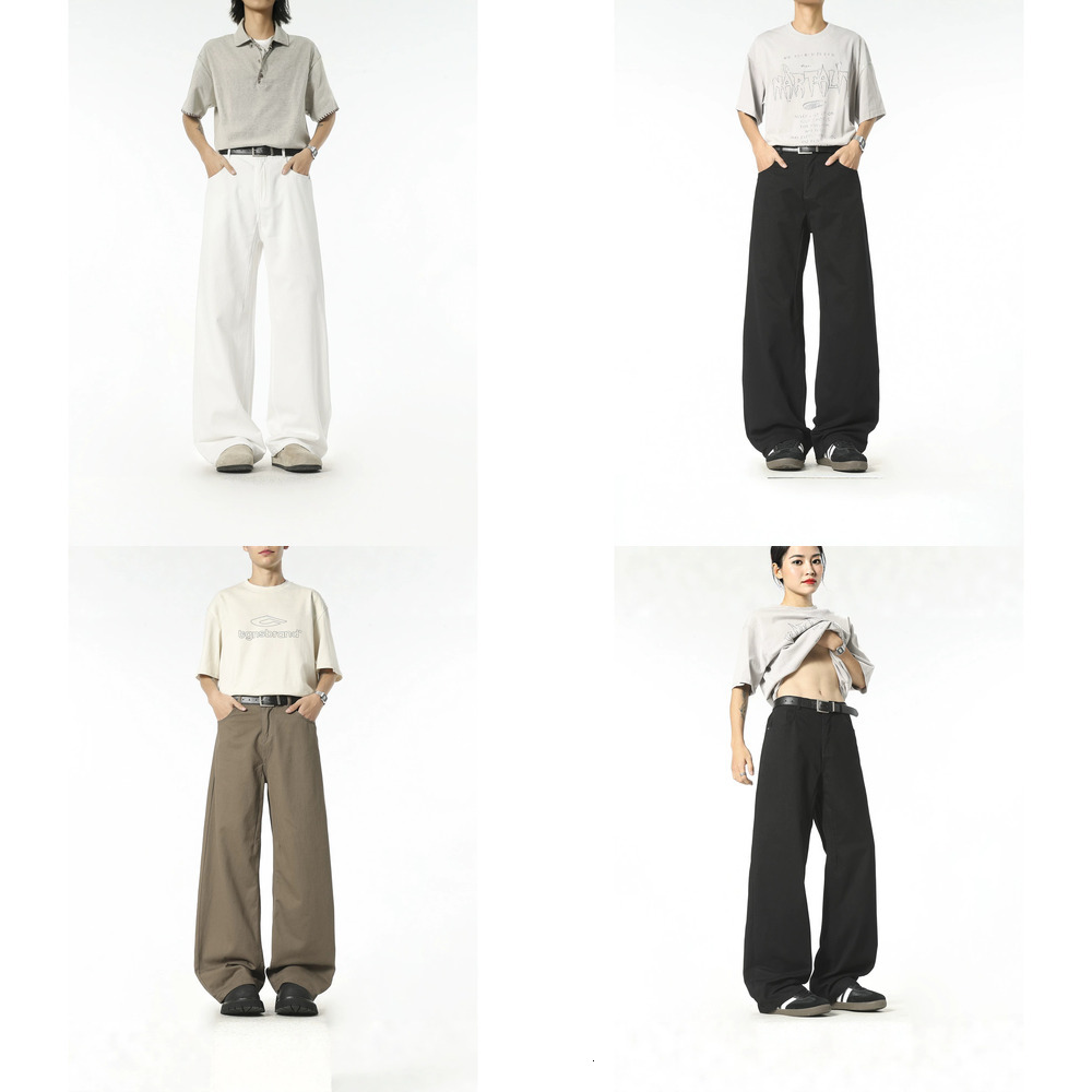 Melard brown wide-leg casual pants, unisex, spring collection, trendy brand, cleanfit style, loose-fitting jeans, straight-leg design with a flowing